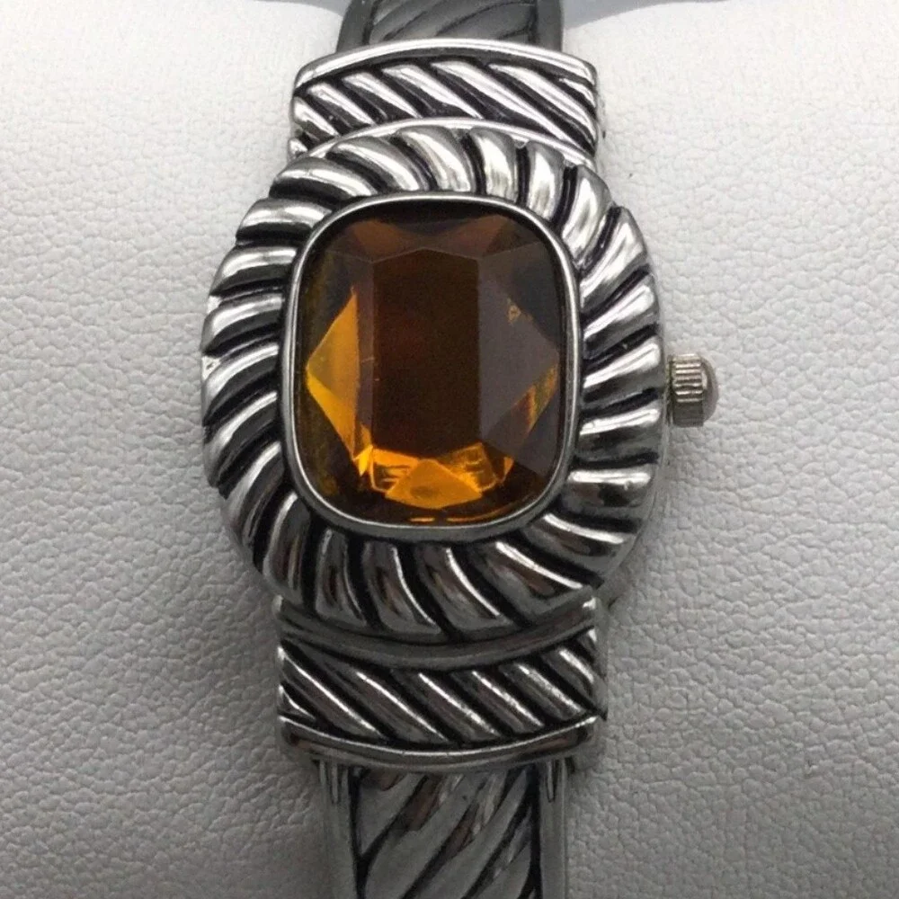Cannes Womens Watch 21mm MOP Dial Silver Tone Hidden Dial Crystal New Battery